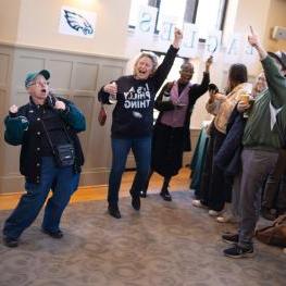 Angie Sheets at Eagles Pep Rally in the Campus Center